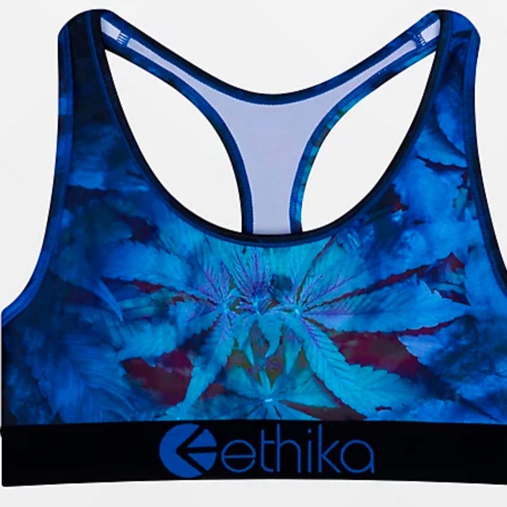 Ethika Space Ganja Leaf Blue Sports Bra